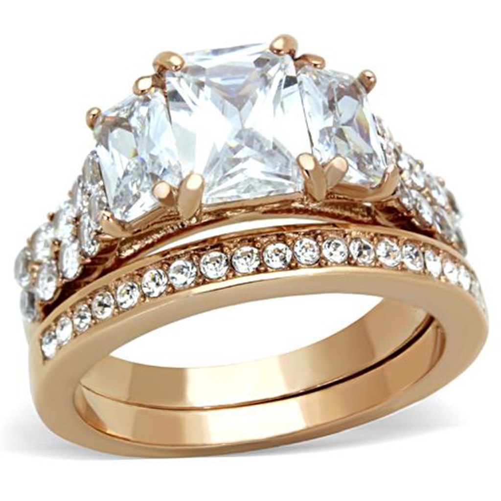 4.50 Ct Zirconia Stainless Steel Wedding Ring Set